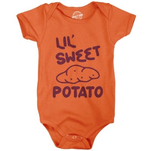 Baby Bodysuit Lil Sweet Potato Jumper Funny Thanksgiving Dinner Turkey Day Baby Creeper - Crazy Dog Baby Bodysuit Orange 12 Months