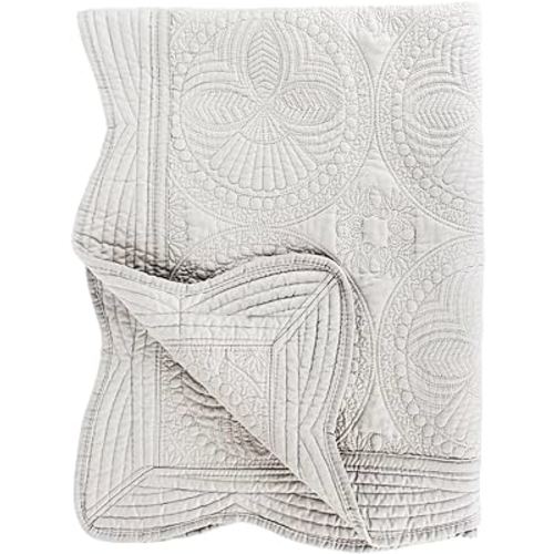 YIQIGO Toddlers and Baby Quilt Lightweight Blanket Embossed Cotton Quilt Four Seasons Scalloped 36"" x 46"" Newborn Baby Boy/Girl Gift (Gray)