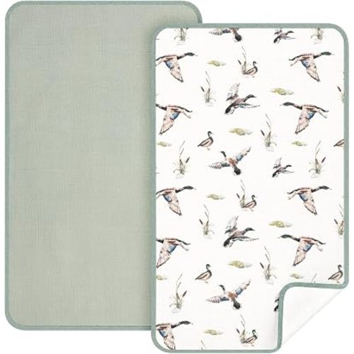 CroBlissful 2 Pack Mallard Duck Waterproof Muslin Cotton Changing Pad 30"x 17", Soft & Foldable Baby Changing Mat Travel Pad Mallard Duck Baby Stuff Hunting Nursery Decor