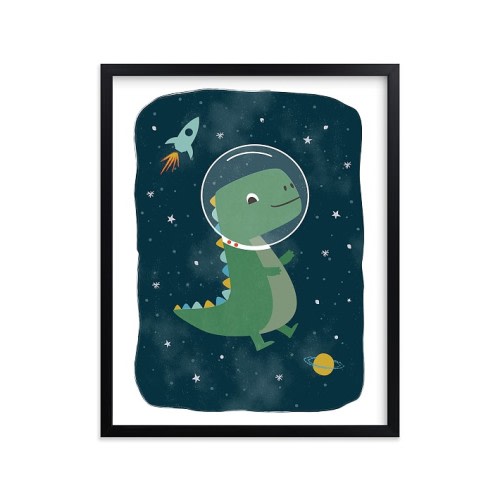 Minted® Dinos in Space Framed Art by Annie Holmquist | Pottery Barn Kids