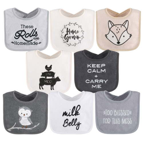 The Peanutshell 8pk Cotton Baby Bibs for Feeding, Drooling, Teething, Unisex, Toddler-Friendly