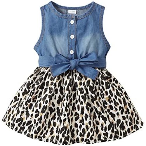 Saeaby Baby Girl Dress Toddler Girl Summer Clothes Infant Sleeveless Dress Denim Flower Sundress Cute Dresses for Girl