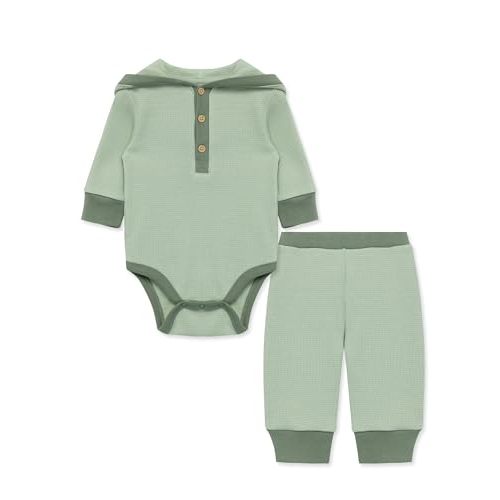 Little Me Simply Essential Solids Gender Neutral 100% Organic Clothes Bodysuit and Pant Set, 3 Months - 12 Months