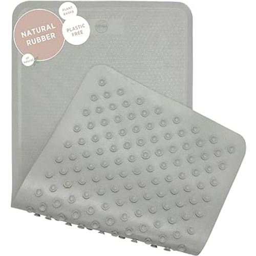 HEVEA Natural Rubber Big Bath Mat - Upcycled, Danish Design - Non Slip Bathtub Mat, 299 Suction Cups - Safe and Friendly Shower Mat for All Ages (Granite)