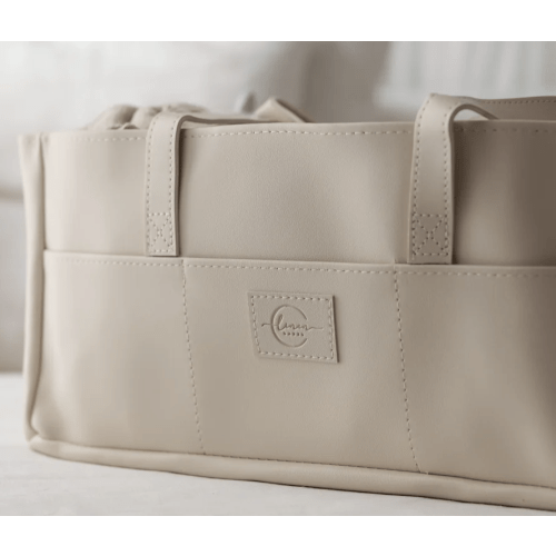 Nappy Caddy Vegan Leather- Soft Sand- Large