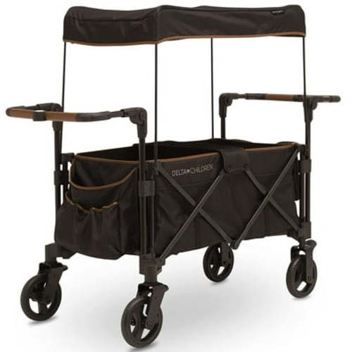 Delta Children Hercules Adventure Stroller Wagon for 2 Kids, All-Terrain, Big Seater, Toddler Sit, Compact Fold, Black