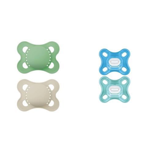 MAM Original Matte Baby Pacifier 2 Pack, 0-6 Months Unisex + MAM Comfort Baby Pacifier 0-3 Months, 2 Count (Pack of 1)
