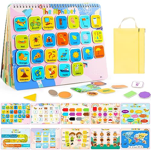 Foayex Montessori Kids Books Ages 3-5 Preschool Learning Toddler Activities - Educational Toys Autism Learning Materials - Travel Sensory Toys for 3 4 5 Year Old Girls - Children Birthday Gifts
