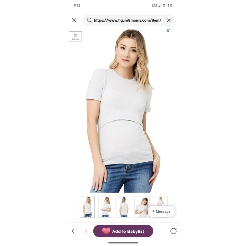 Ripe Organic Cotton Maternity & Nursing Tee (Silver Marle)