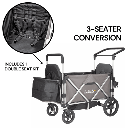 Larktale Caravan (3 Seater) Stroller Wagon Bundle - Mornington Gray