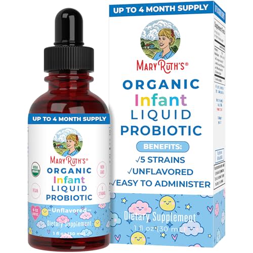 USDA Organic Infant Liquid Probiotic Drops by MaryRuth's | Baby Essentials | Probiotics for Infants | Baby Probiotic Drops | Proprietary Probiotic Blend | Vegan | Non GMO | 125 Servings