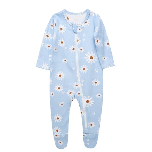 O2 BABY Baby Boys Girls Organic Cotton Zip-Front Sleeper Pajamas, Footed Sleep 'n Play