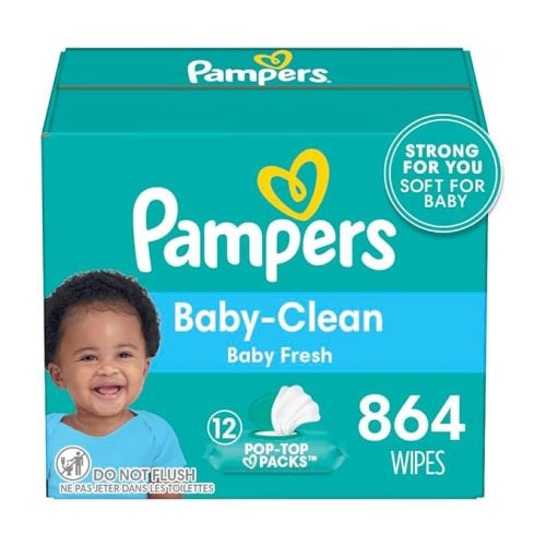 Pampers Baby Clean Wipes, Baby Fresh Scented, 12 Flip-Top Packs (864 Wipes Total) - 72 Count (Pack of 12)