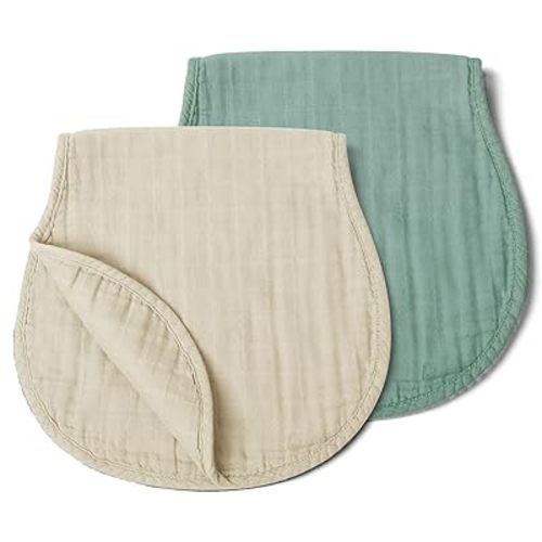 haakaa Baby Burp Cloths for Boys and Girls, Muslin Burp Cloths Neutral, Organic Cotton, Large 22.8''x11.4'', 2pcs