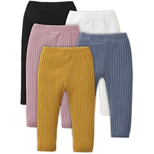 U·nikaka Unisex Baby 0-48 Months 5-Pack Pants in Grey White Black Orange and Pink