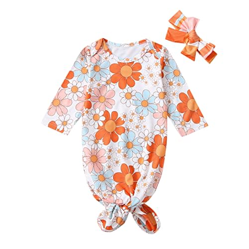 Infant Newborn Baby Girls Floral Sleep Gown Headband Sleepwear Romper Sleeping Bags Outfits