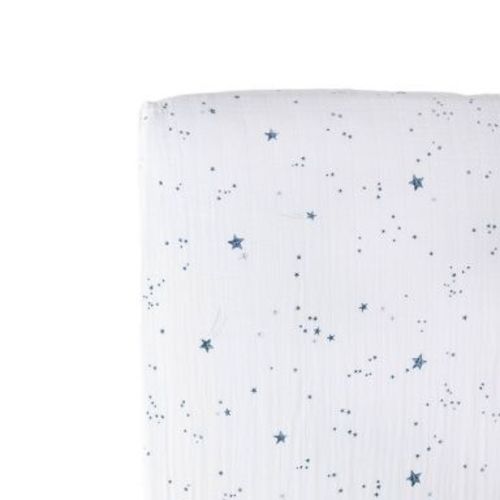 Little Unicorn Cotton Muslin Crib Sheet - Shooting Stars: 100% Cotton, Standard Crib, Outer Space Theme, Fitted Design