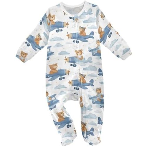 Dussdil Baby One-Piece Footies Newborn Rompers Pajamas Cotton Footed Pjs for Sleep Play Boys Girls