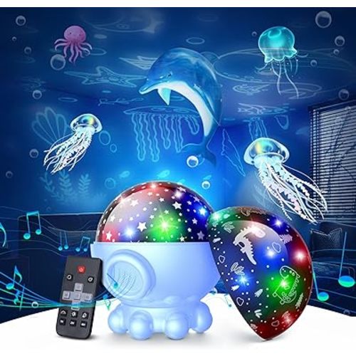 Night Light Projector,Ocean Star Night Light for Kids Room,Dinosaur Toys with 360° Rotation,Remote and Timer,3 Projection Films,17 Light Modes,9 Lullaby Songs,Birthday Christmas Gifts Kids Toys
