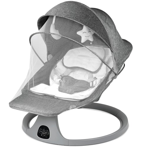 SACVON Baby Swing for Infants to Toddler, Baby Rocker for Infants with 5 Sway Ranges,Bluetooth Support Bouncers for 0-24 Months, Light Gray