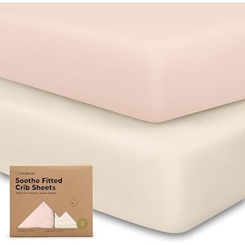 KeaBabies 2-Pack Organic Crib Sheets for Boys, Girls, Jersey Fitted Crib Sheet, Baby Crib Sheets Neutral, Cotton Breathable Crib Sheet, Cute Printed Crib Mattress Sheet, Baby Mattress Sheets (Cameo)