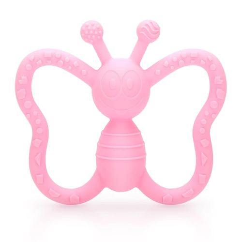 Baby Teething Toys, Butterfly Design Teether Pain Relief Toy for Newborn Babies, Freezer Safe Neutral Shower Gift, Soft Textured for Boy and Girl