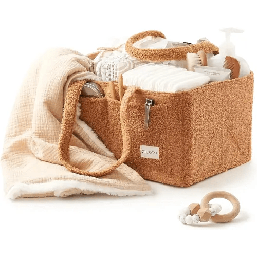 Beautiful Diaper Caddy Organizer - Versatile Storage Basket Easily Holds Diapers, Wipes and Other Baby Necessities - Perfect for Baby Showers, Functional Car Storage & Great Gift for Expecting Mothers