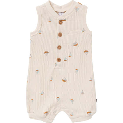 Baby Boys Beige Sailboat Sleeveless Romper