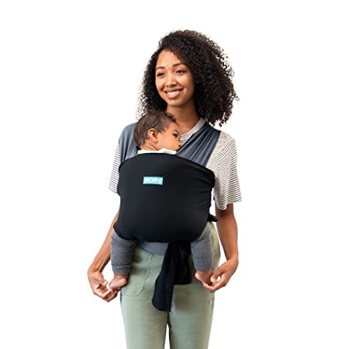 Moby Easy-Wrap Carrier | Baby Carrier and Wrap in One for Mothers, Fathers, and Caregivers | Designed for Newborns, Infants, and Toddlers | Holder Can Carry Babies up to 33 lbs | Charcoal/Black