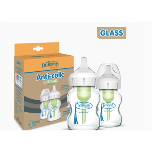 Dr. Brown's Anti-colic Options+ Wide-Neck Glass Baby Bottle - 5 Oz