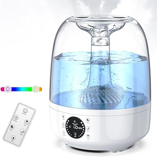 Humidifiers for Bedroom, Top Fill 6L Supersized Cool Mist Humidifier, 40H Runtime, 28 dB Quiet Ultrasonic Air Humidifier for Large Room, Plants, Baby Nursery, Indoor, Night Light, Easy to Clean