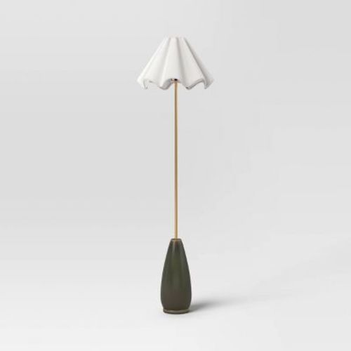Wavy Shade Collection with Ceramic Base Floor Lamp Green - Threshold™