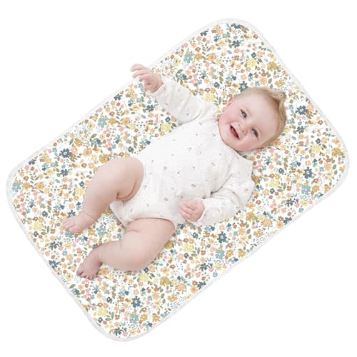 Coinarin Baby Diaper Changing Pad – 31.5" x 21.5" Extra Large Waterproof Absorbent Portable Changing Mat, Reusable Changing Pad Liner for Travel or at Home Use(Floral1)