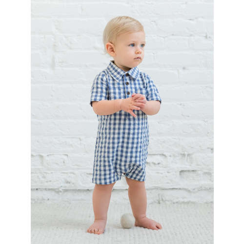 Mato Seersucker Collared Romper