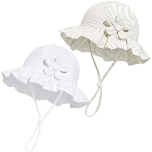 Baby Girl Wide Brim Bucket Hats with UPF 50+ Outdoor Adjustable Beach Hat with Sun Hat