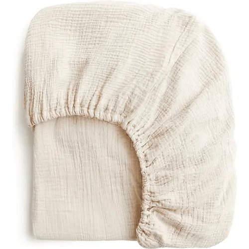 Konssy Muslin Fitted Crib Sheets 100% Cotton Baby Crib Sheets for Standard Crib Mattress (28 X 52 Inches), Soft and Breathable for Boys, Girls (Cream)