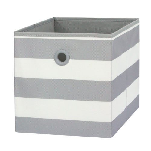 Your Zone Kids Collapsible Fabric Storage Bin, 10.5" x 10.5" x 10.75", Gray Stripe