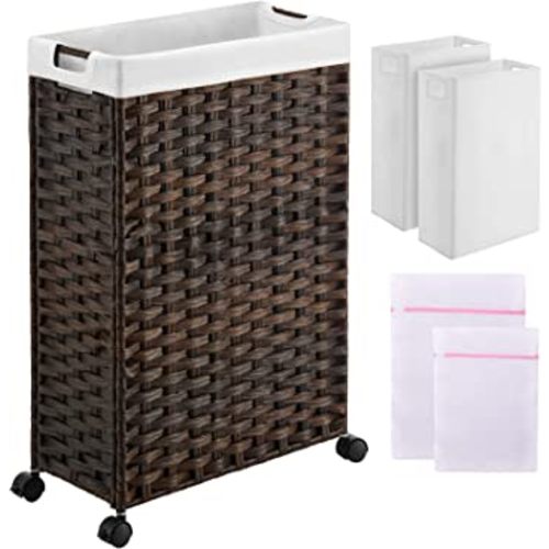 Nursery Laundry Hamper with Wheels, 30L, Brown