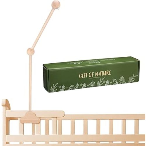 Wooden Baby Crib Mobile Arm 27.17 Inches Cloud Design Adjustable Baby Mobile Hanger Detachable Mobile Holder for Crib Cot Bed Bassinet Wind Chimes Bed Bell Nursery (Natural)