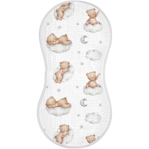 vvfelixl Muslin Burp Cloths Bears Clouds Baby Girl Boys Unisex Baby Bibs Absorbent & Soft 22 * 11IN, 2 Pack