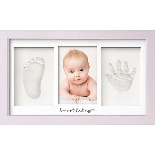 KeaBabies Baby Hand and Footprint Kit - Clay Handprint Keepsake Frame, Newborn Nursery Picture Frame, Personalized New Mom Gifts for Baby First Christmas Shower (Soft Lilac)