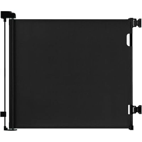 dearlomum Retractable Baby Gate,Mesh Baby Gate or Mesh Dog Gate,33" Tall,Extends up to 55" Wide,Child Safety Gate for Doorways, Stairs, Hallways, Indoor/Outdoor(Black,33"x55"