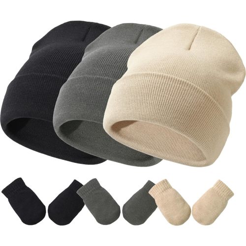 Baby Hats and Mittens Set Infant Toddler Beanie Caps Hospital Hat Set Newborn Gloves for Baby Boys Girls