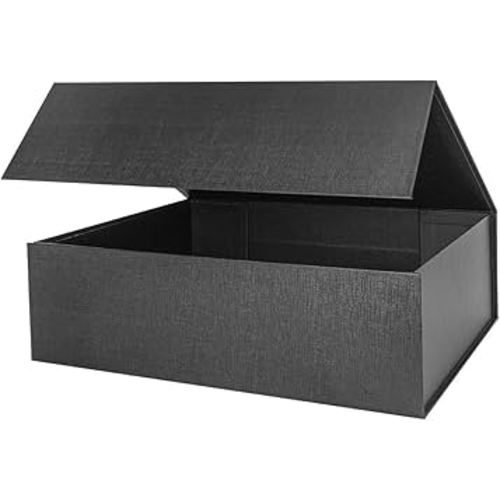 Upgrade 1PCS Black Hard Extra Large Gift Box with Lid,16.5 x13 x5.3 Inch, Magnetic Gift Boxes for Clothes Robe Wedding Dress Sweater and Gifts,Reusable Foldable Bridesmaid Proposal Box