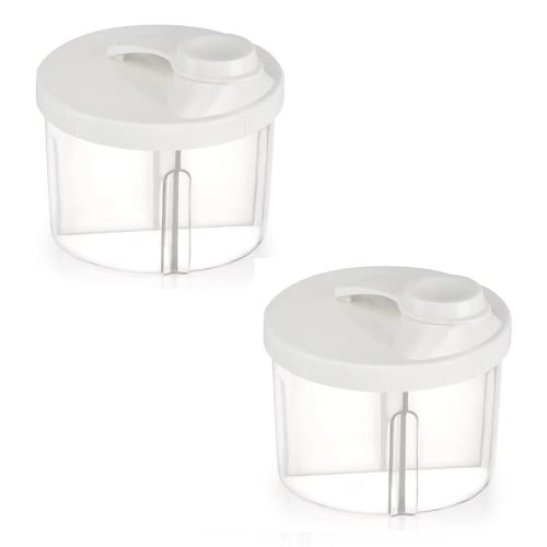 Accmor Baby Formula Dispenser On The Go, Non-Spill Rotating Four-Compartment Formula Container to Go, Milk Powder Kids Snack Container for Infant Toddler Travel Outdoor, White, 2 Pack