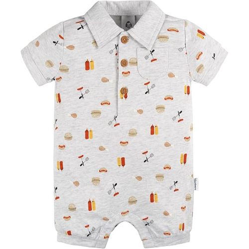 Gerber Baby-Boys Cotton Polo Romper