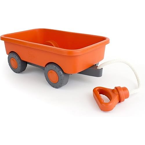 Green Toys Wagon, Orange - Pretend Play, Motor Skills, Kids Outdoor Toy Vehicle. No BPA, phthalates, PVC. Dishwasher Safe, Recycled Plastic.