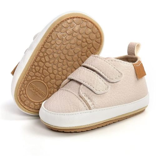 SOFMUO Baby Boys Girls High Top Ankle PU Leather Sneakers Soft Rubber Sole Infant Moccasins Newborn Oxford Loafers Anti-Slip Toddler Wedding Uniform Dress Shoes