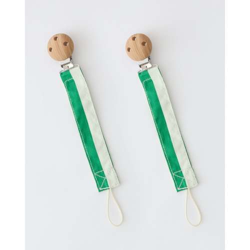 Pacifier Clip Two-Pack | Green Stripe - Storq by Kindred Bravely