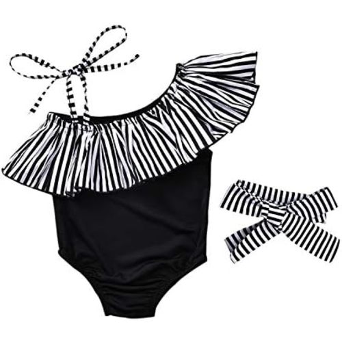 Toddler Baby Girls Ruffles Bikini One Piece Swimsuits Floral Off Shoulder Swimwear Beach Bathing Suit
